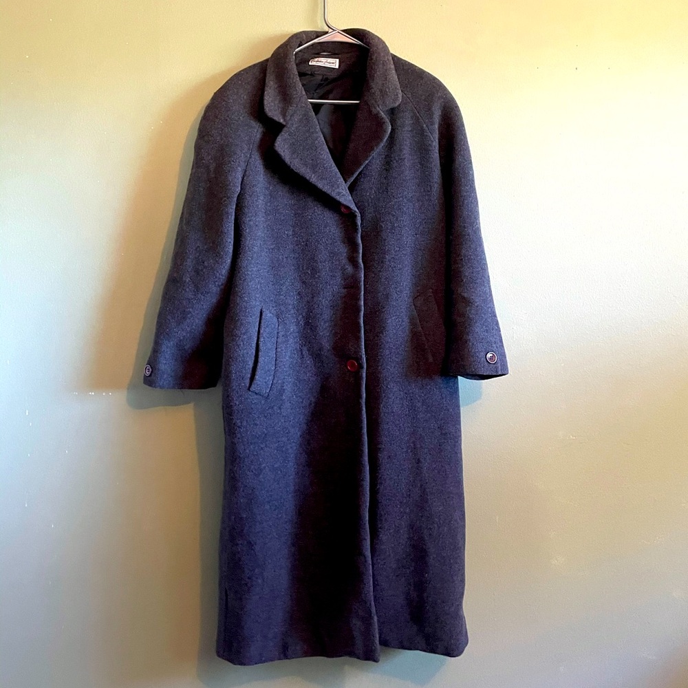 Furry Gray Coat w/ purple buttons